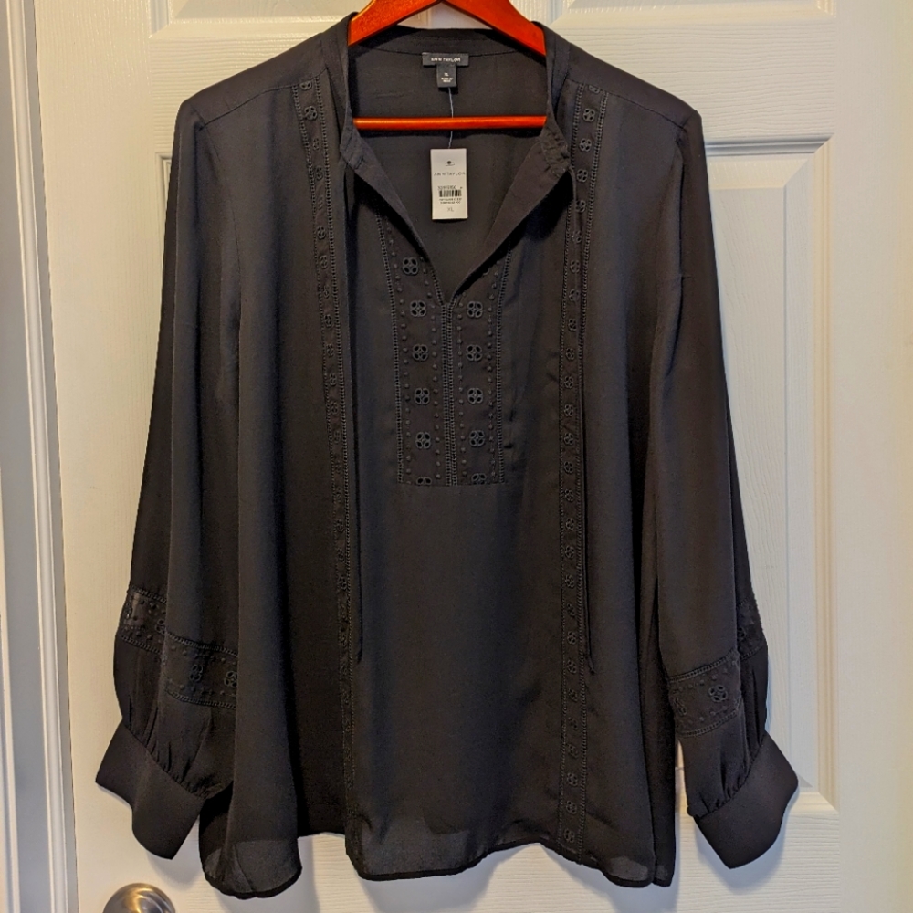 NWT Ann Taylor Black Gypsy Shirt